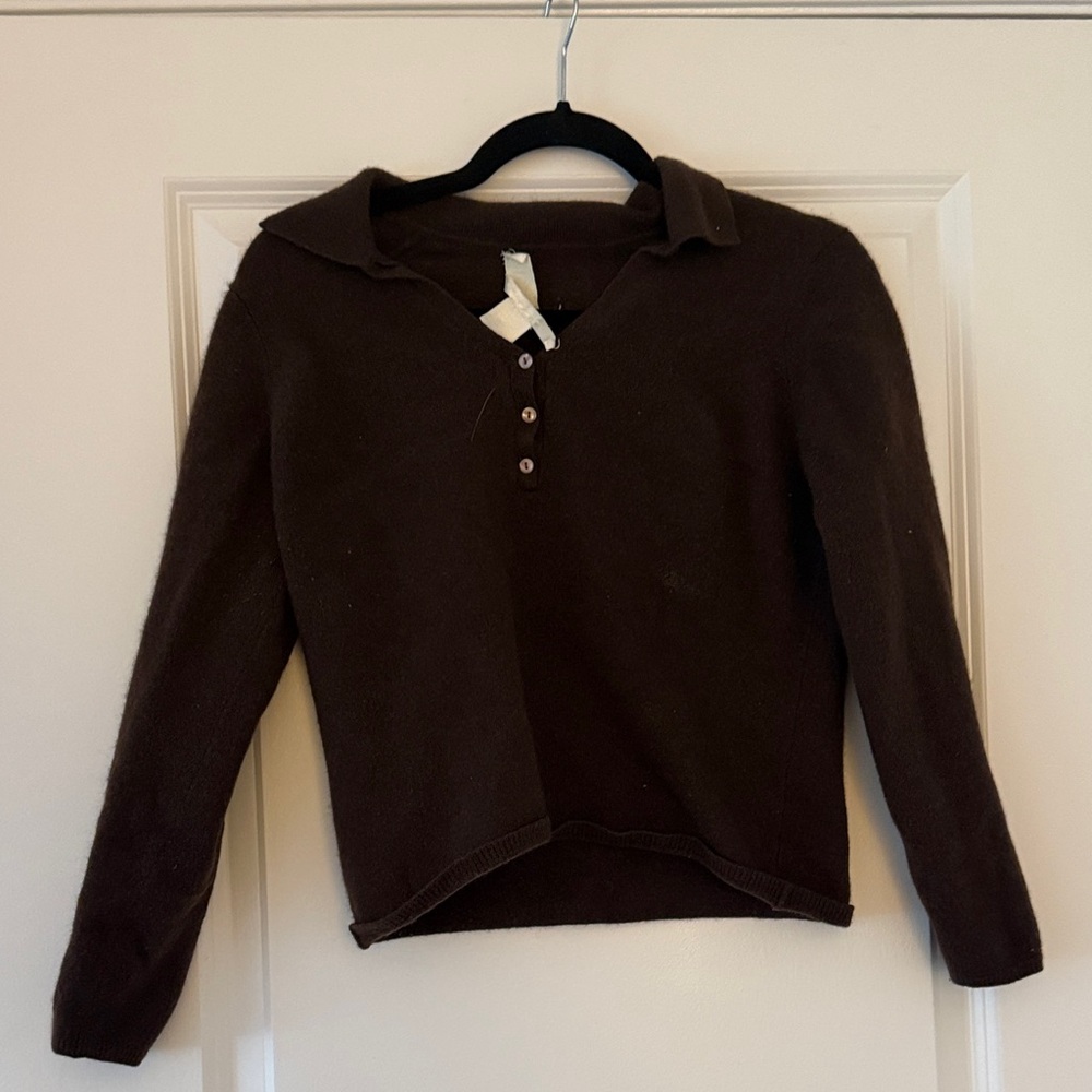 Geneva Dark Brown Button Down Women's Shirt